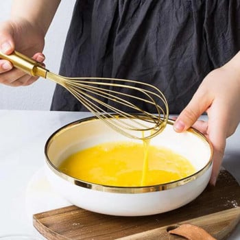 Χρυσό Αυγοδάρτη από ανοξείδωτο ατσάλι Εργαλεία κουζίνας Χτύπημα Μίξερ αυγών Εργαλεία ψησίματος κέικ Χειροκίνητο Εργαλείο αυγών Κουζίνα Gadgets Μπλέντερ αυγών
