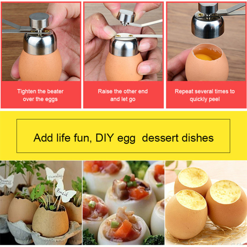 Új fém tojáshéjvágó tojásnyitó 304 rozsdamentes acél főtt nyers tojás kreatív konyhai eszköz tojáshéjnyitó