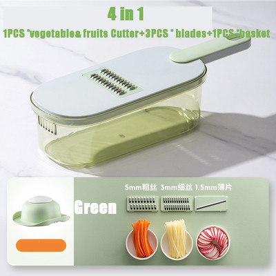 Többfunkciós forgó zöldségvágó konyhai zöldség-gyümölcs aprító reszelő (kosárral/kosár nélkül)