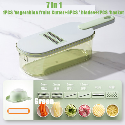 Többfunkciós forgó zöldségvágó konyhai zöldség-gyümölcs aprító reszelő (kosárral/kosár nélkül)