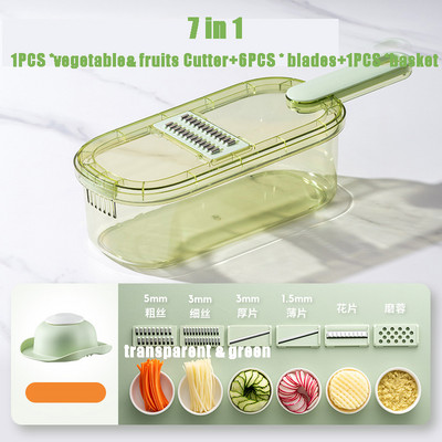 Többfunkciós forgó zöldségvágó konyhai zöldség-gyümölcs aprító reszelő (kosárral/kosár nélkül)