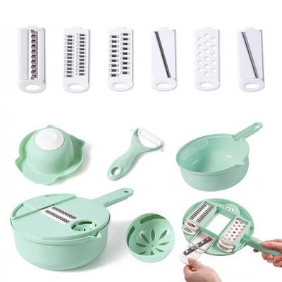 Többfunkciós zöldségaprító sárgarépa burgonya kézzel vágott reszelő a konyhai kényelemért 12 az 1-ben zöldségszerszám készlet