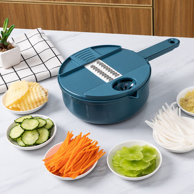 Többfunkciós zöldségaprító sárgarépa burgonya kézzel vágott reszelő a konyhai kényelemért 12 az 1-ben zöldségszerszám készlet