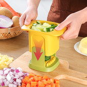 Zöldség aprító 2 az 1-ben Kézi nyomós zöldségvágó burgonya hagymához sárgarépa reszelő sült krumpli készítő