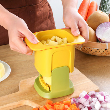 Чопър за зеленчуци Нарязване на кубчета и нарязване 2 в 1 Ръчна резачка за зеленчуци под налягане за картофи, лук, моркови, ренде, машина за пържени картофи