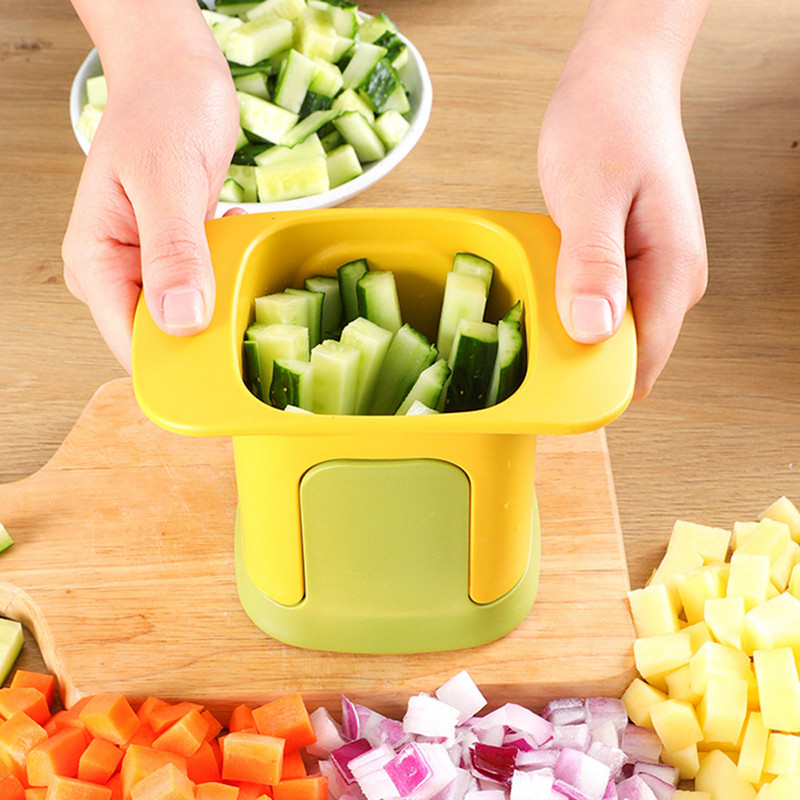 Zöldség aprító 2 az 1-ben Kézi nyomós zöldségvágó burgonya hagymához sárgarépa reszelő sült krumpli készítő