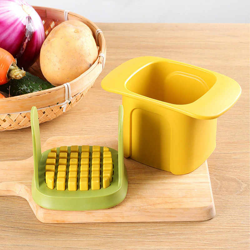 Zöldség aprító 2 az 1-ben Kézi nyomós zöldségvágó burgonya hagymához sárgarépa reszelő sült krumpli készítő