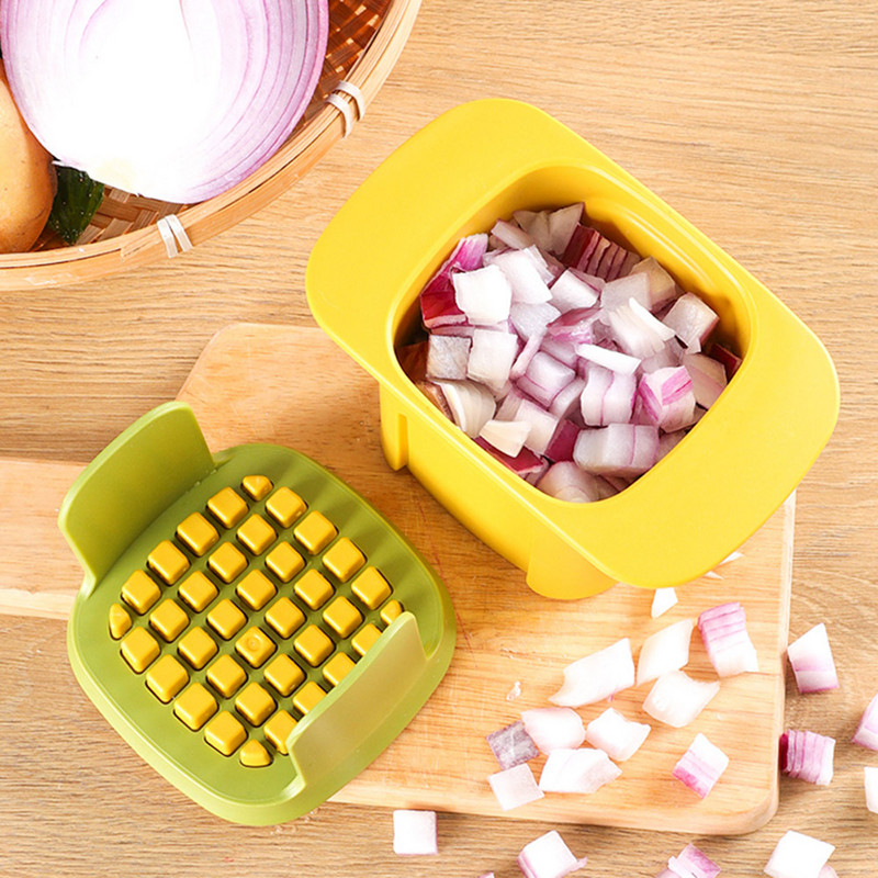 Zöldség aprító 2 az 1-ben Kézi nyomós zöldségvágó burgonya hagymához sárgarépa reszelő sült krumpli készítő