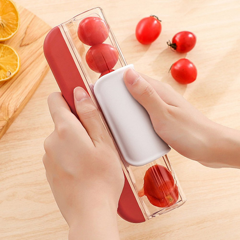 Tăiător de fructe ușor de tăiat roșii, struguri, cireșe, unelte de tăiat, instrumente de bucătărie, salată de fructe și legume