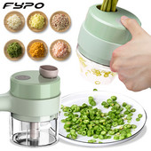 Set de feliere de legume electrice de mână 4 în 1 unealtă de bucătărie cu încărcare USB Concasor de usturoi mașină de tocat carne cu presa automată de usturoi