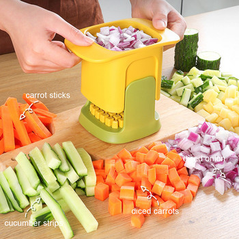 2-в-1 чопър за зеленчуци, нарязване на кубчета, рязане, многофункционална резачка за зеленчуци, домакински ръчен натиск, нарязани на кубчета, инструмент за правене на чипс