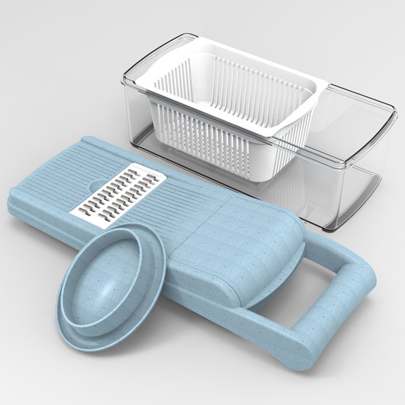 Többfunkciós zöldségvágó Gyümölcsszeletelő Reszelő Aprítógép Lefolyó kosárszeletelő 8 az 1-ben Gadgets Konyhai Kiegészítők Cocina