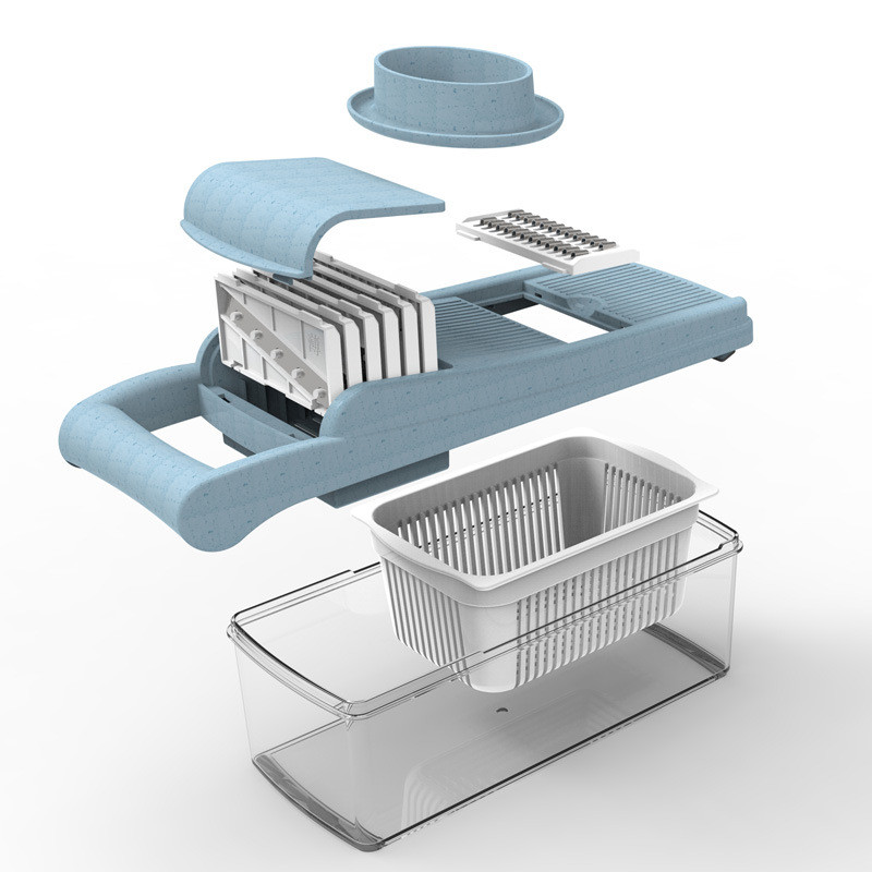 Többfunkciós zöldségvágó Gyümölcsszeletelő Reszelő Aprítógép Lefolyó kosárszeletelő 8 az 1-ben Gadgets Konyhai Kiegészítők Cocina