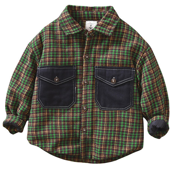 Karirani sako za dječake s klasičnim ovratnikom i kopčanjem na gumbe