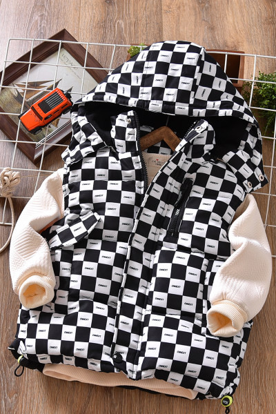 Berniukų liemenė su languotu gobtuvu