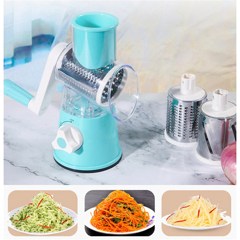 Răzătoare rotundă 3 în 1 Tăiător de legume Accesorii manuale pentru bucătărie Tocător de legume Spiralizator de cartofi Instrumente gadget pentru acasă