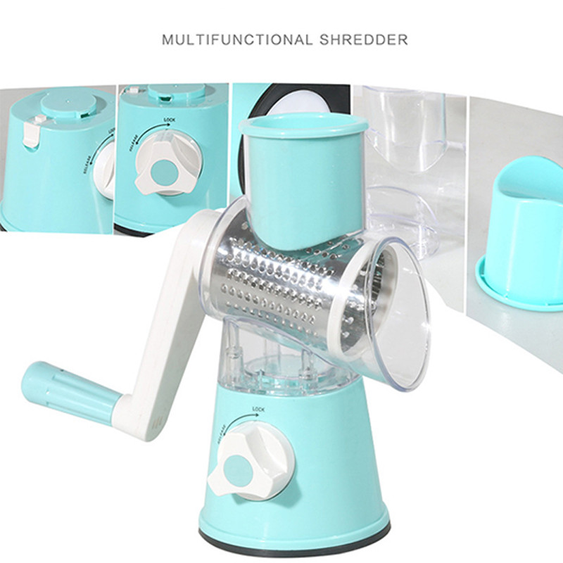 Răzătoare rotundă 3 în 1 Tăiător de legume Accesorii manuale pentru bucătărie Tocător de legume Spiralizator de cartofi Instrumente gadget pentru acasă