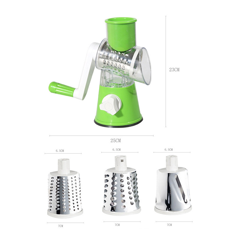 Răzătoare rotundă 3 în 1 Tăiător de legume Accesorii manuale pentru bucătărie Tocător de legume Spiralizator de cartofi Instrumente gadget pentru acasă