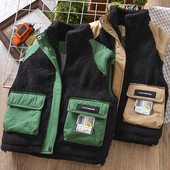 Naujo modelio vaikiška pūkinė liemenė su kišenėmis berniukams