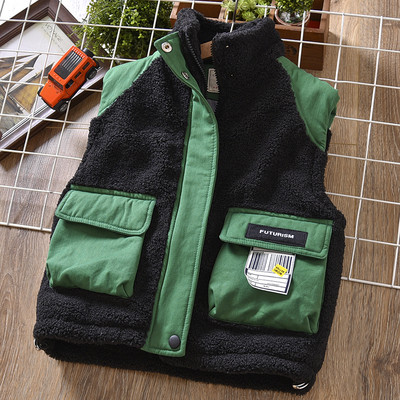 Naujo modelio vaikiška pūkinė liemenė su kišenėmis berniukams