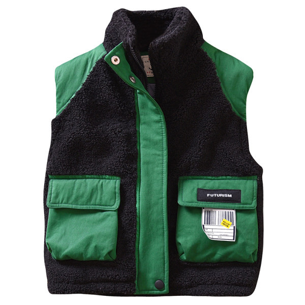 Naujo modelio vaikiška pūkinė liemenė su kišenėmis berniukams