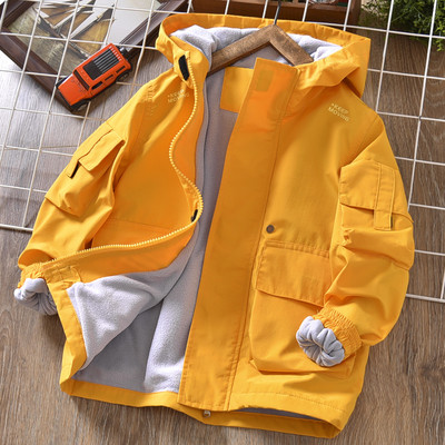 Jachetă căptușită model nou pentru băieți cu glugă și inscripționare