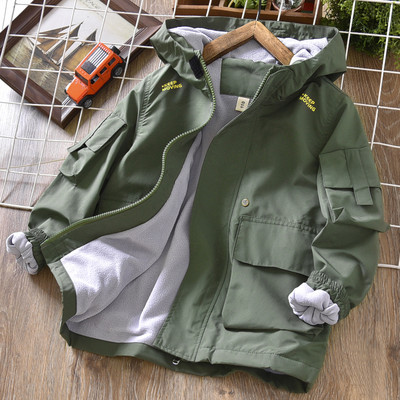 Jachetă căptușită model nou pentru băieți cu glugă și inscripționare