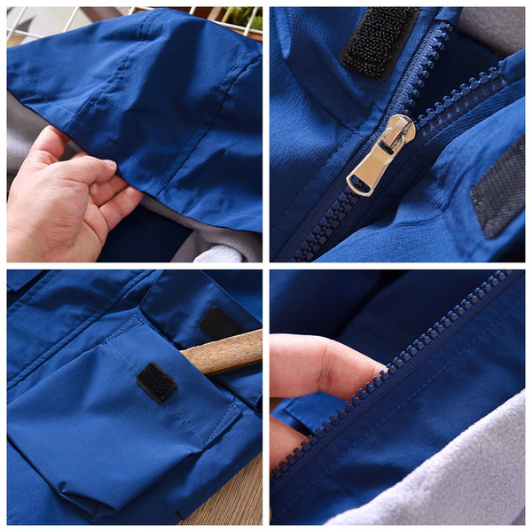 Jachetă căptușită model nou pentru băieți cu glugă și inscripționare