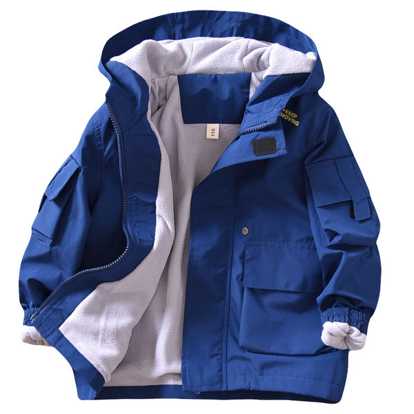 Jachetă căptușită model nou pentru băieți cu glugă și inscripționare