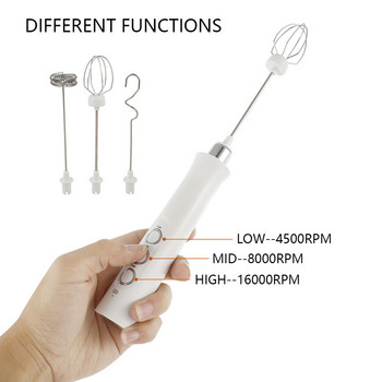 Електрически пенообразувател за мляко с 3 бъркалки Превключвател за налягане с 3 отделни скорости USB Режим на двойно зареждане за миксер за яйца на млечна пяна