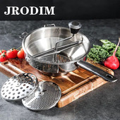 Ručný mačkadlo na zemiaky, rotačný mlynček na potraviny z nehrdzavejúcej ocele, skvelý na výrobu pyré alebo polievok zo zeleniny a paradajok, kuchynské náradie