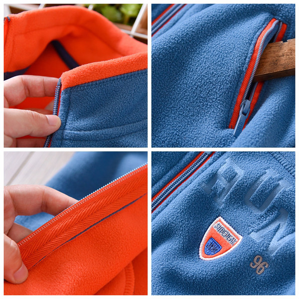 Berniukų laisvalaikio vilnos liemenė su aukšta apykakle siuvinėjimu