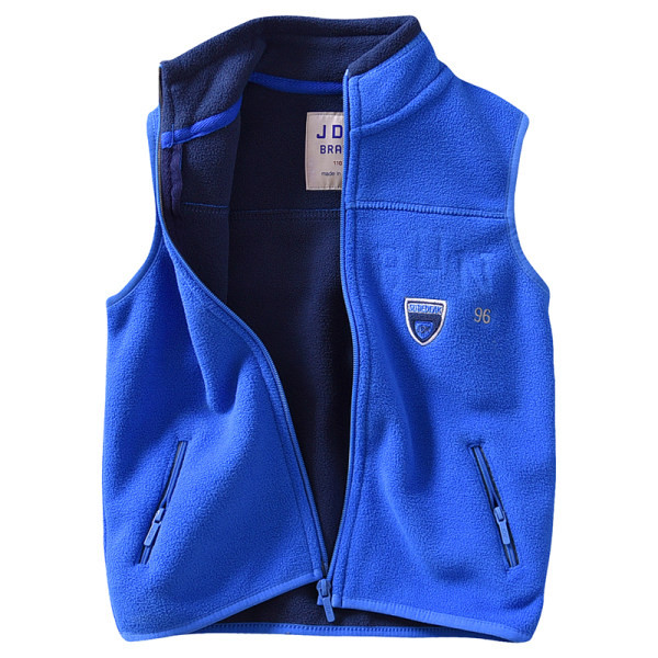 Berniukų laisvalaikio vilnos liemenė su aukšta apykakle siuvinėjimu