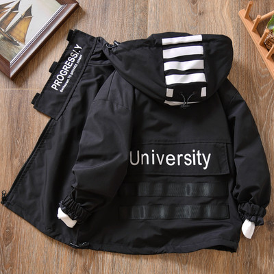 Geaca casual pentru copii cu gluga cu imprimeu pentru baieti