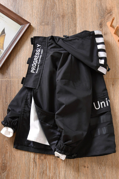 Geaca casual pentru copii cu gluga cu imprimeu pentru baieti