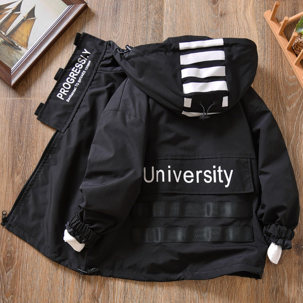 Geaca casual pentru copii cu gluga cu imprimeu pentru baieti