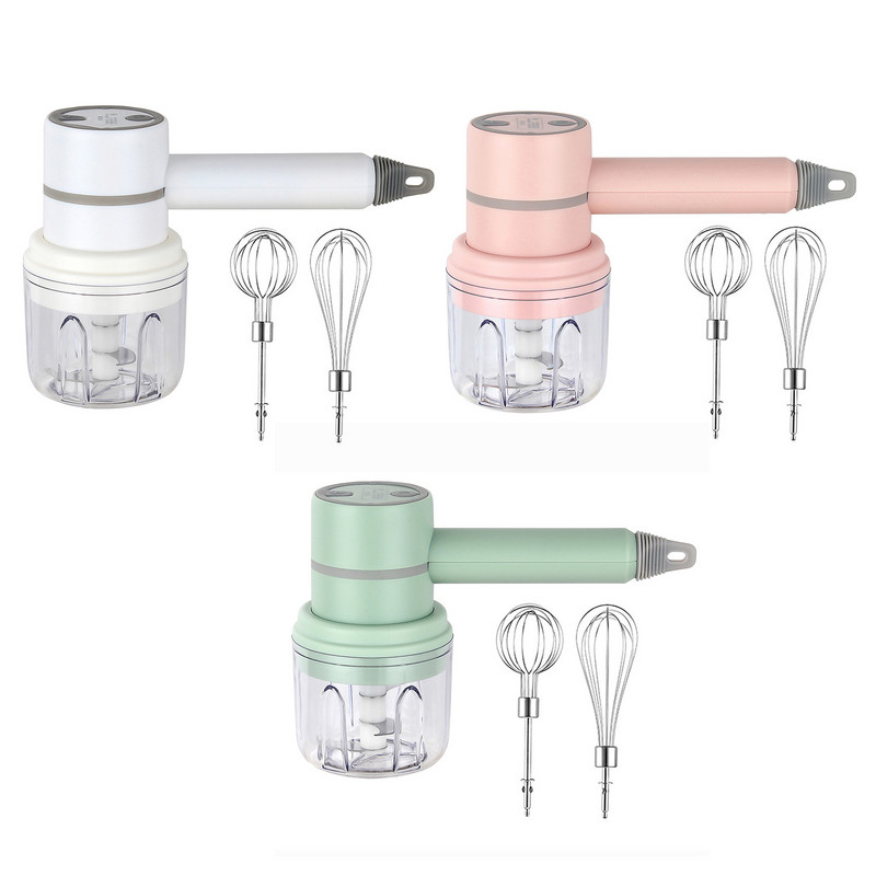 Nerūdijančio plieno plastikinis kiaušinių plaktuvas Be BPA USB įkraunamas rankinis virtuvės maišytuvas su 2 nuimamais plaktuvais