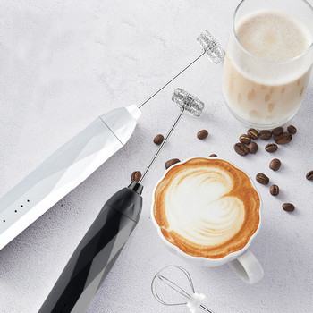 USB Electric Milk Frother 2 Whisk USB Charger Bubble Maker Coffee Foamer with 2 Modes Handheld Egg Beater Mixer Drink Blender