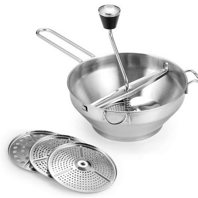 Mașină creativă de zdrobire de cartofi de dovleac cu trei discuri interschimbabile Blender de legume Moara pentru gem de fructe Unelte pentru alimente pentru bebeluși Gadget de bucătărie