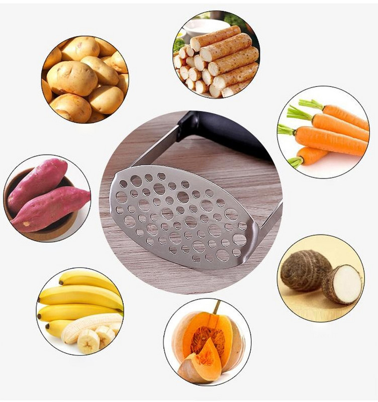 Vruća rasprodaja krumpira od nehrđajućeg čelika Mud Stroj za gnječenje krumpira Gnječilica za krumpir Voće Povrće Alati Kuhinjski dodaci