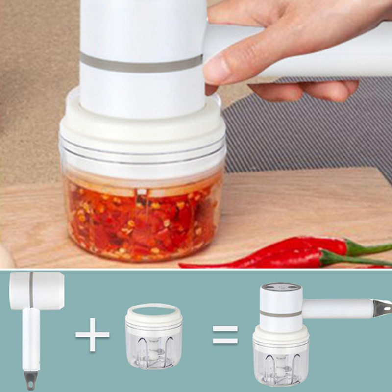 1vnt belaidis elektrinis maisto maišytuvas rankinis plakiklis plaktuvas Plaktuvas kiaušinių plakiklis rankinis maišytuvas Automatinis česnako smulkintuvas virtuvės įrankiams