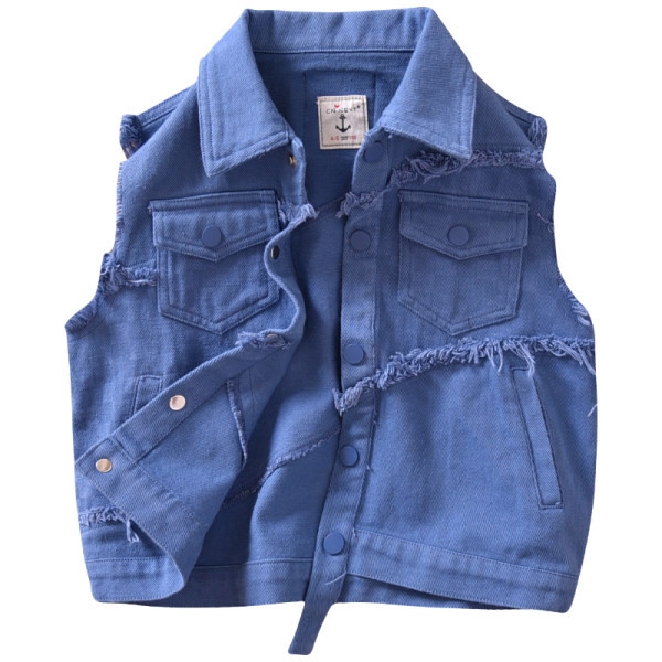 Dječji traper prsluk s poderanim elementima za dječake