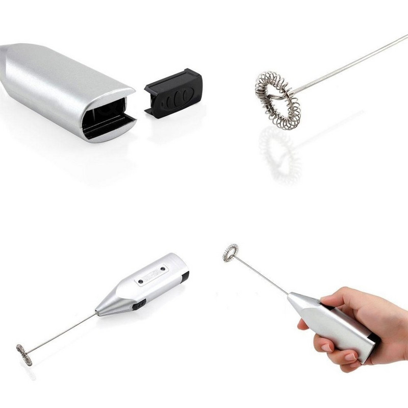 1db ABS rozsdamentes acél mini tojáshabosító elektromos kávékeverő italok tejhabosító habosító keverő lé turmixgép konyhai rúdszerszámok