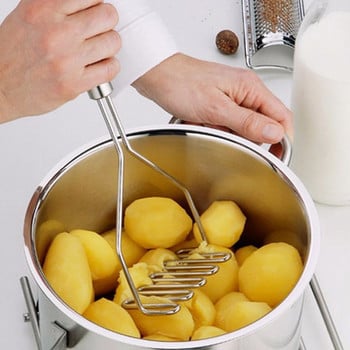 SIMMY Кухненски инструмент Хранителна машина за преса за картофи с различна форма от неръждаема стомана с дървена дръжка