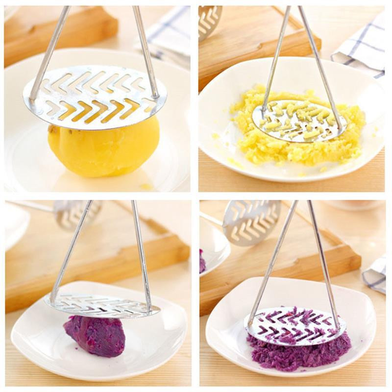 1kom Kuhinjska naprava od nehrđajućeg čelika Preša za gnječenje krumpira Alat za kuhanje Pire krumpir Aparat za sok s drvenom ručkom Ručna kaša