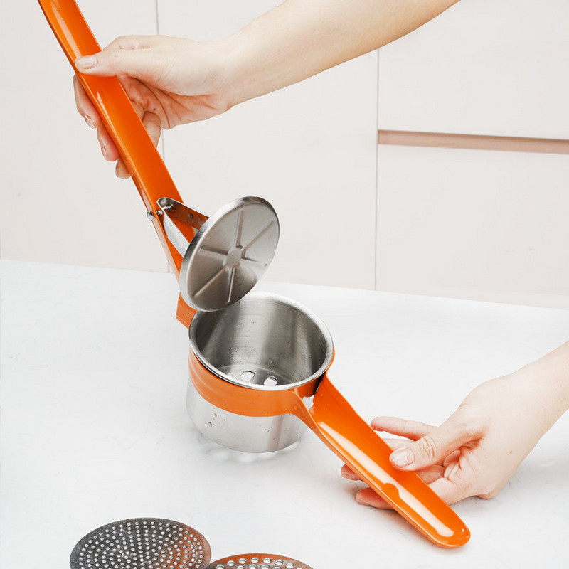 Masina de zdrobire de cartofi Masina de cartofi din otel inoxidabil cu 3 plase de noroi sub presiune pentru storcator de legume cartofi morcovi Accesorii de bucatarie