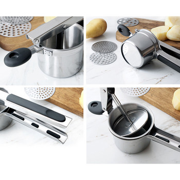 Potato Masher Ricer Press Πουρέ πατάτας από ανοξείδωτο χάλυβα Θρυμματισμός πατάτας πουρέ φρούτων λαχανικών αποχυμωτής Εργαλείο παρασκευής πρέσας