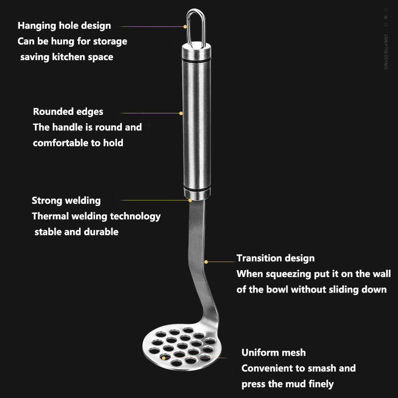 Rozsdamentes acél burgonyanyomó kézi facsaró Burgonya Sütőtök Zöldség- és gyümölcsiszapprés Eszközök Konyhai élelmiszer-kiegészítők