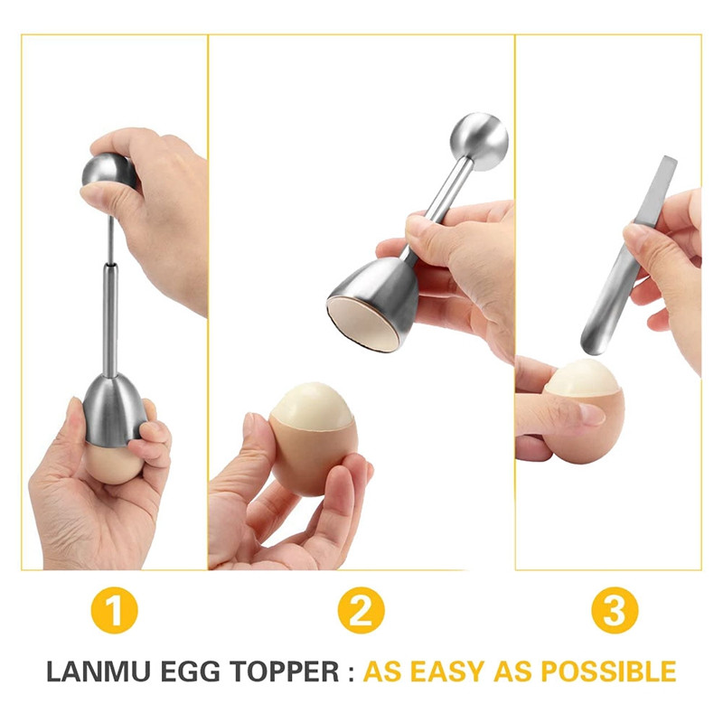 Tojásvágó, Tojásvágó, Tojástörő kemény és lágy főtt tojásokhoz, Tojásvágó kanállal, Rozsdamentes acél konyhai eszközök