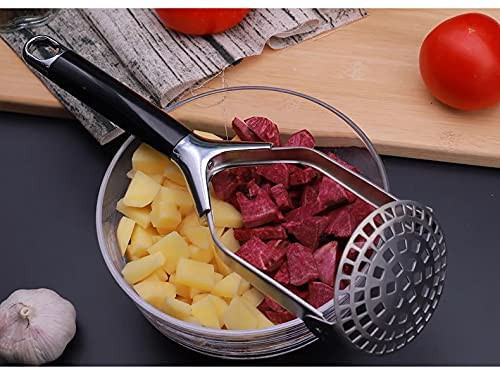 Masina de piure de cartofi din oțel inoxidabil cu mâner anti-alunecare, mașina de zdrobire de cartofi, unelte de bucătărie pentru piure, pentru mâna de piure de cartofi, legume și